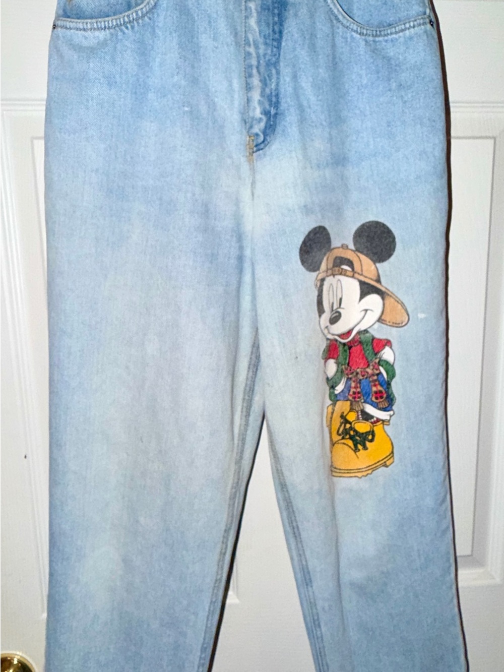 Vintage 90s Mickey Mouse Jerry Leigh Light Wash Mom Jeans Sz 9